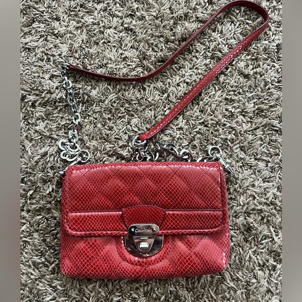 Calvin Klein Red Quilted Crossbody Bag